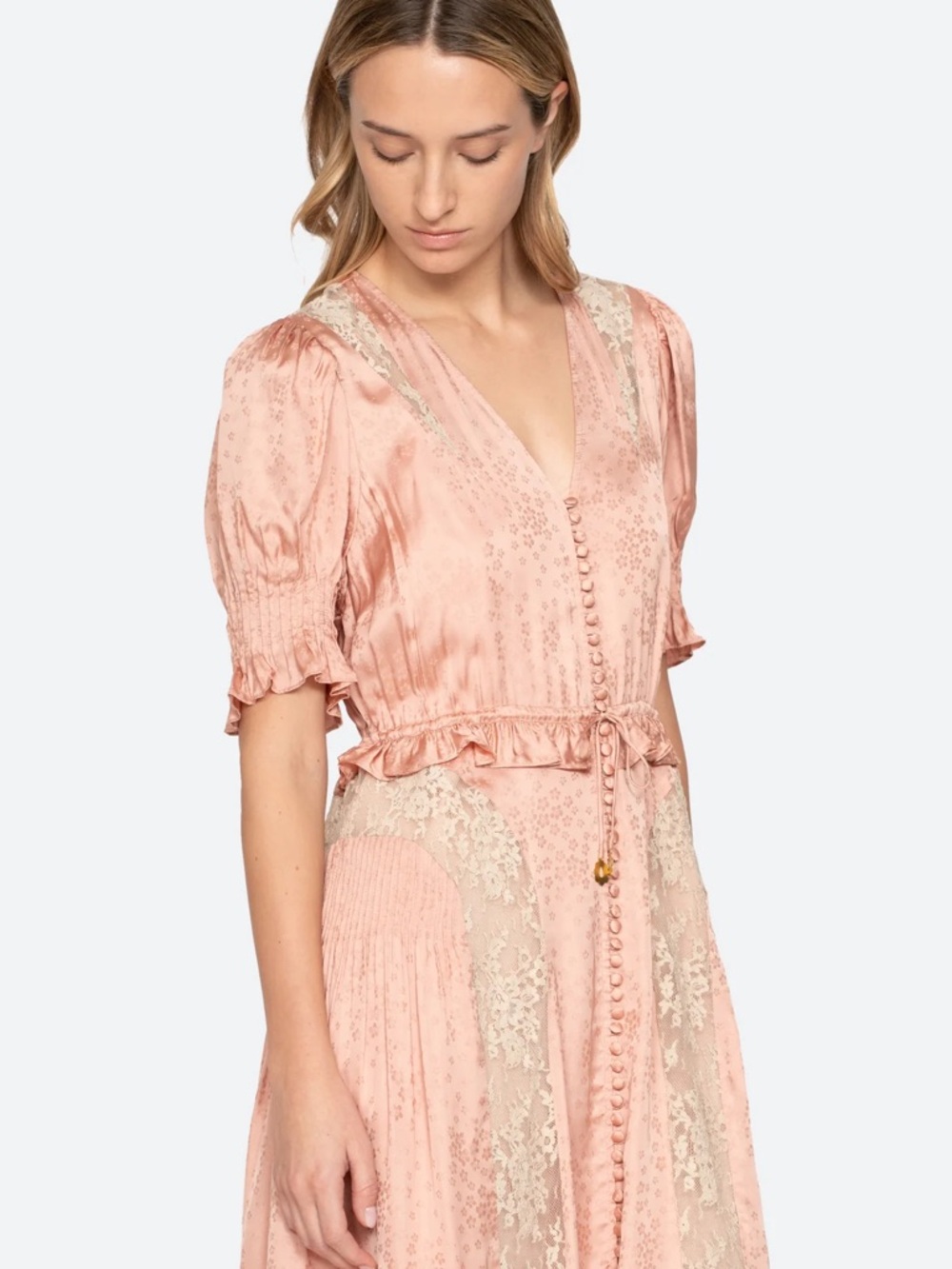 Sea New York Ethel Blush Lace-Trim Midi Dress - Picture 7 of 10